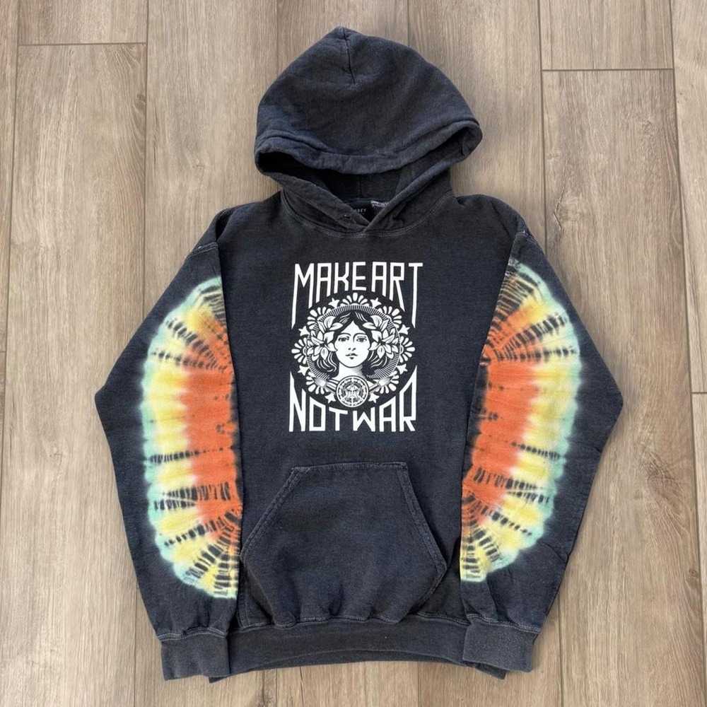 Obey Propaganda Make Art Not War Tie Dye Hoodie Size S